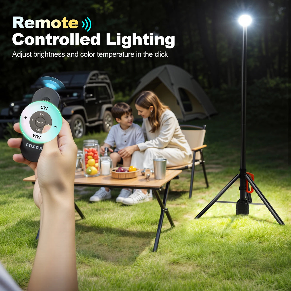 Rechargeable Remote Controlled 360 Degree Telescopic Work Light