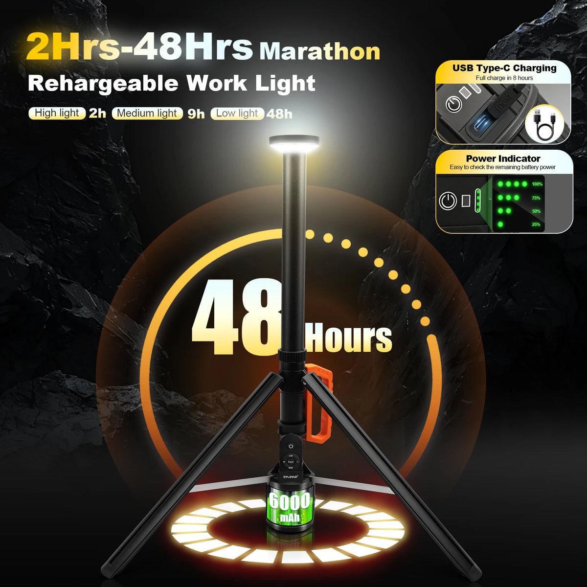 Rechargeable Remote Controlled 360 Degree Telescopic Work Light