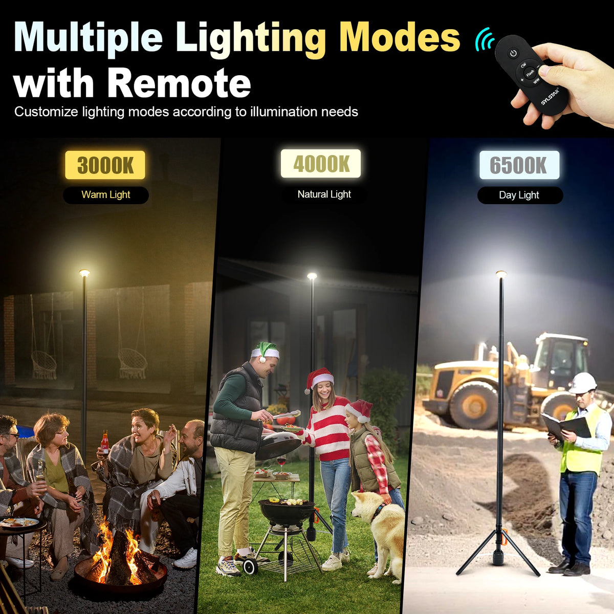 Rechargeable Remote Controlled 360 Degree Telescopic Work Light