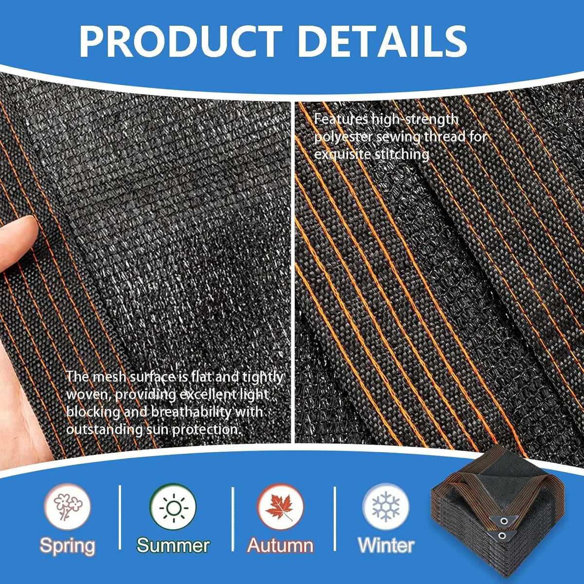 Heavy Duty HDPE UV Block Shade Cloth With Reinforced Grommets