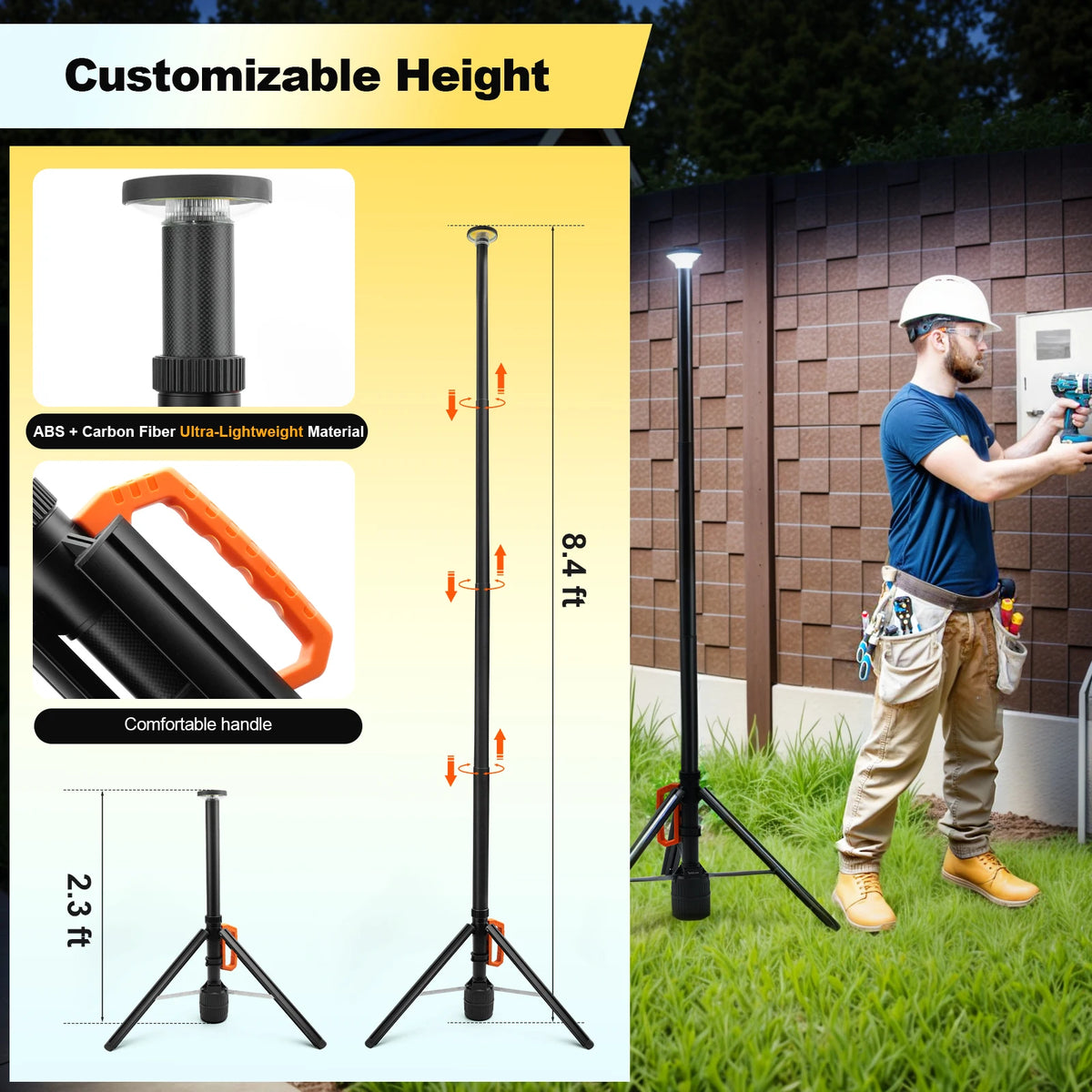 Rechargeable Remote Controlled 360 Degree Telescopic Work Light