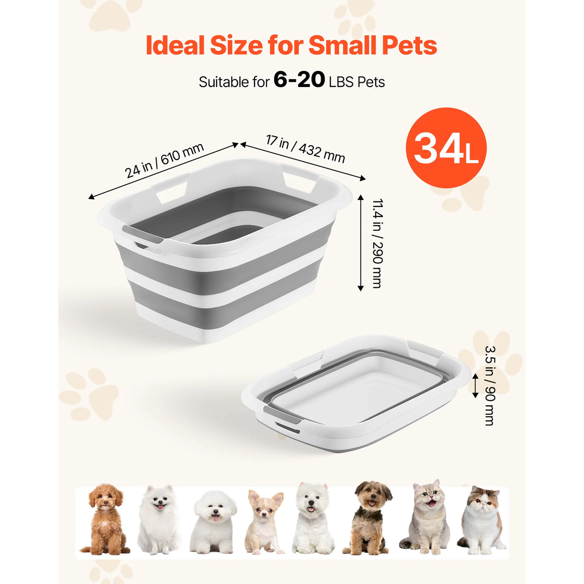 Collapsible Portable Dog Bathtub With Built In Drain Hole