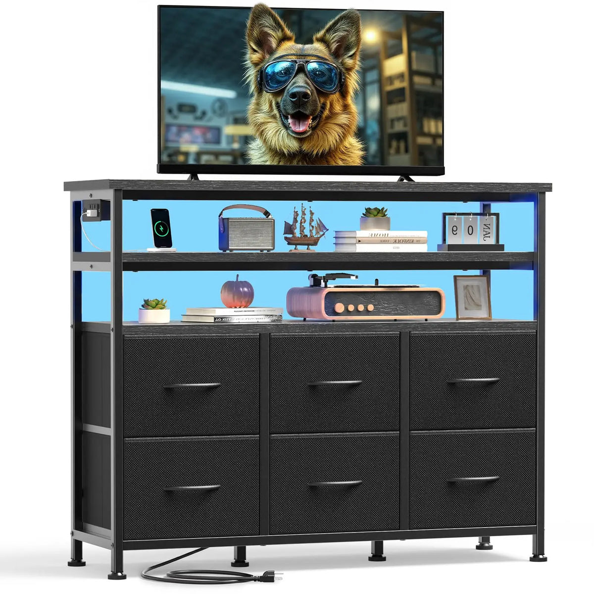 JHK Modern TV Stand and Media Console Cabinet Organizer
