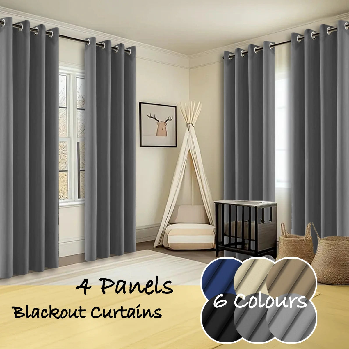 Premium Thermal Insulated Blackout Curtains With Decorative Rings