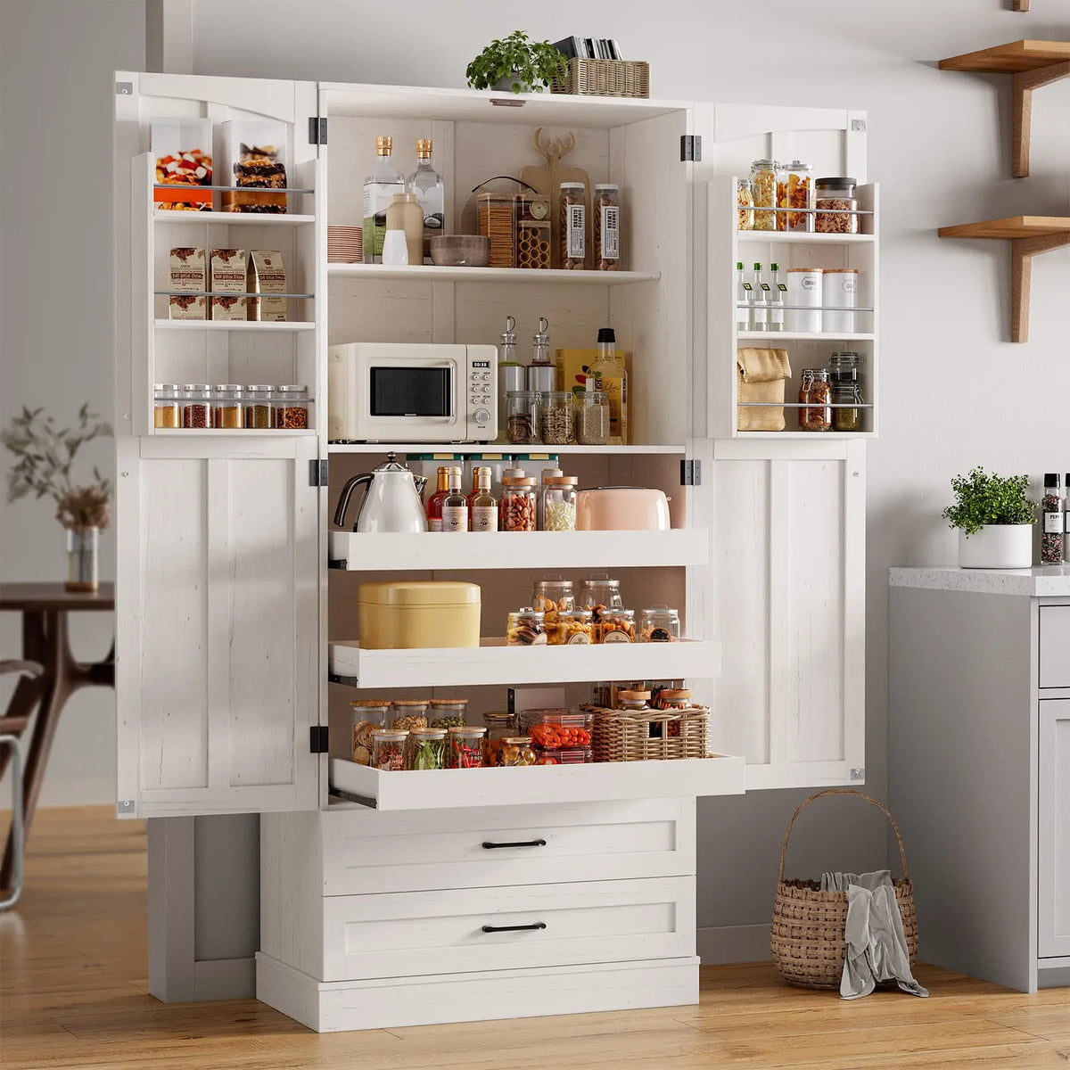 Onbrill 6 Door Freestanding Kitchen Pantry Cabinet With Shelves