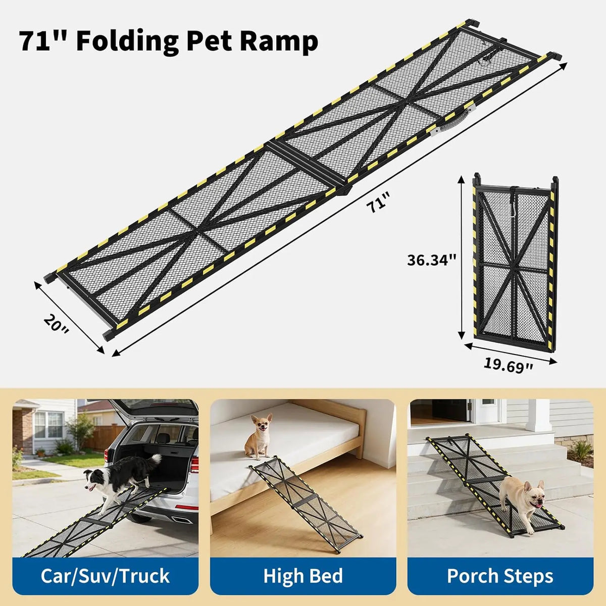 HiMISS Collapsible Dog Ramp For Vehicles With Carry Handle