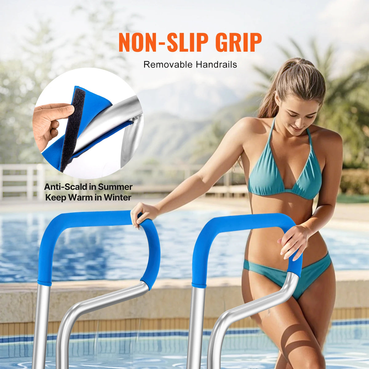 SucceBuy Stainless Steel Pool Handrail With Base Plate For Decks