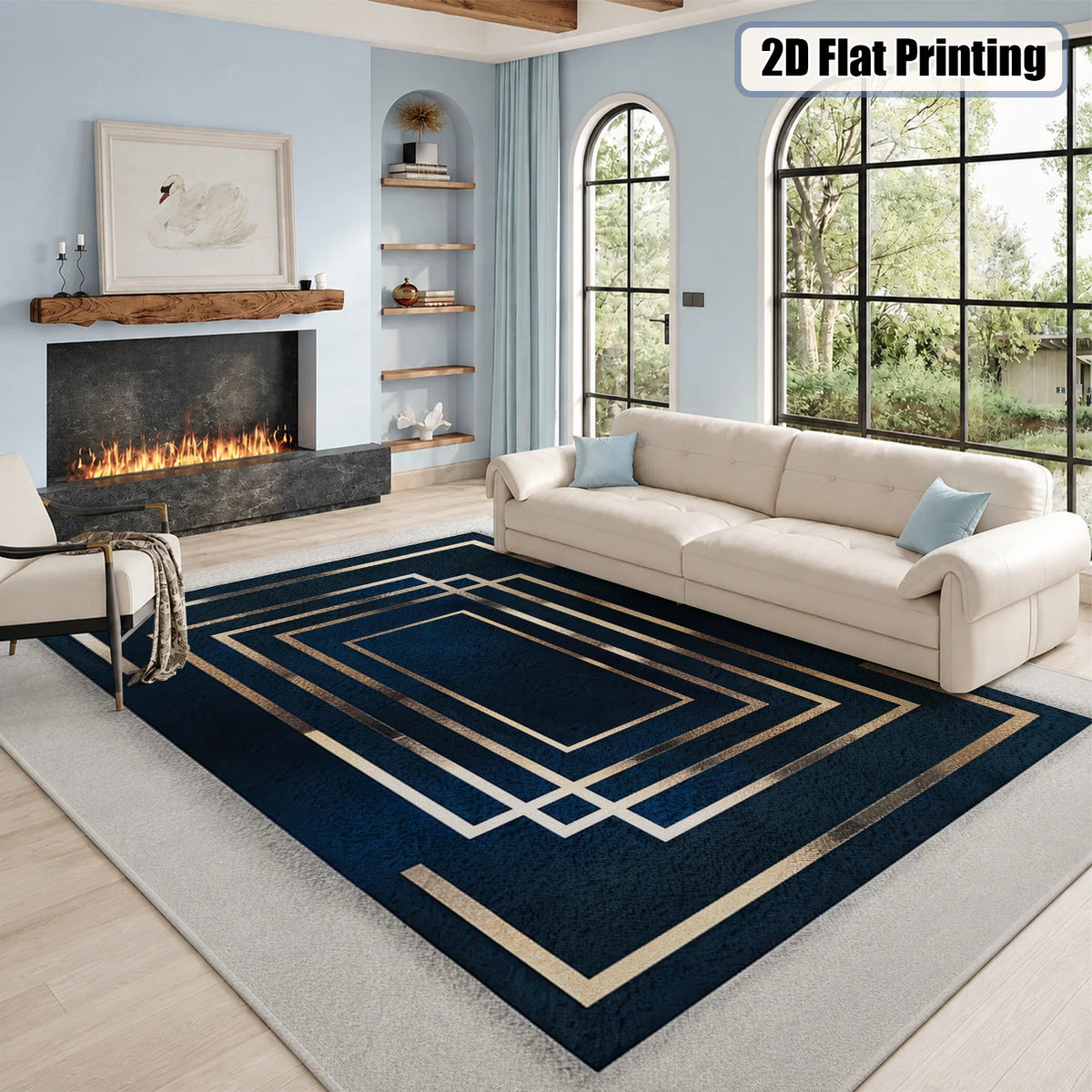 Machine Washable Soft Velvet Area Rug Non Slip Backing