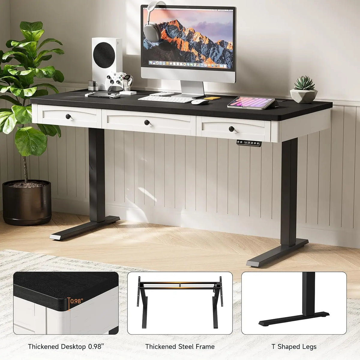 Onbrill Electric Height Adjustable Standing Desk With Drawers