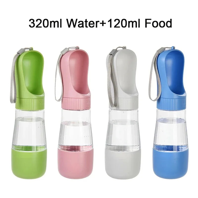 Portable Dog Water Bottle With Separated Food Storage Cup