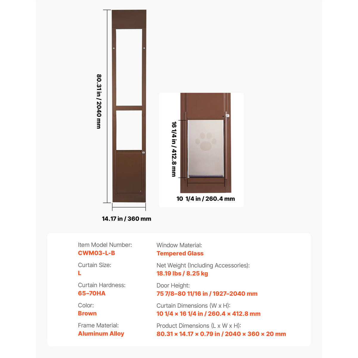 SucceBuy Aluminum Alloy Sliding Glass Pet Door With Lock