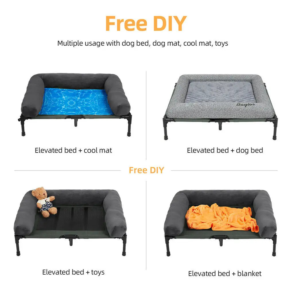 Bingopaw Breathable Elevated Dog Bed Cooling Raised Metal Frame Cot