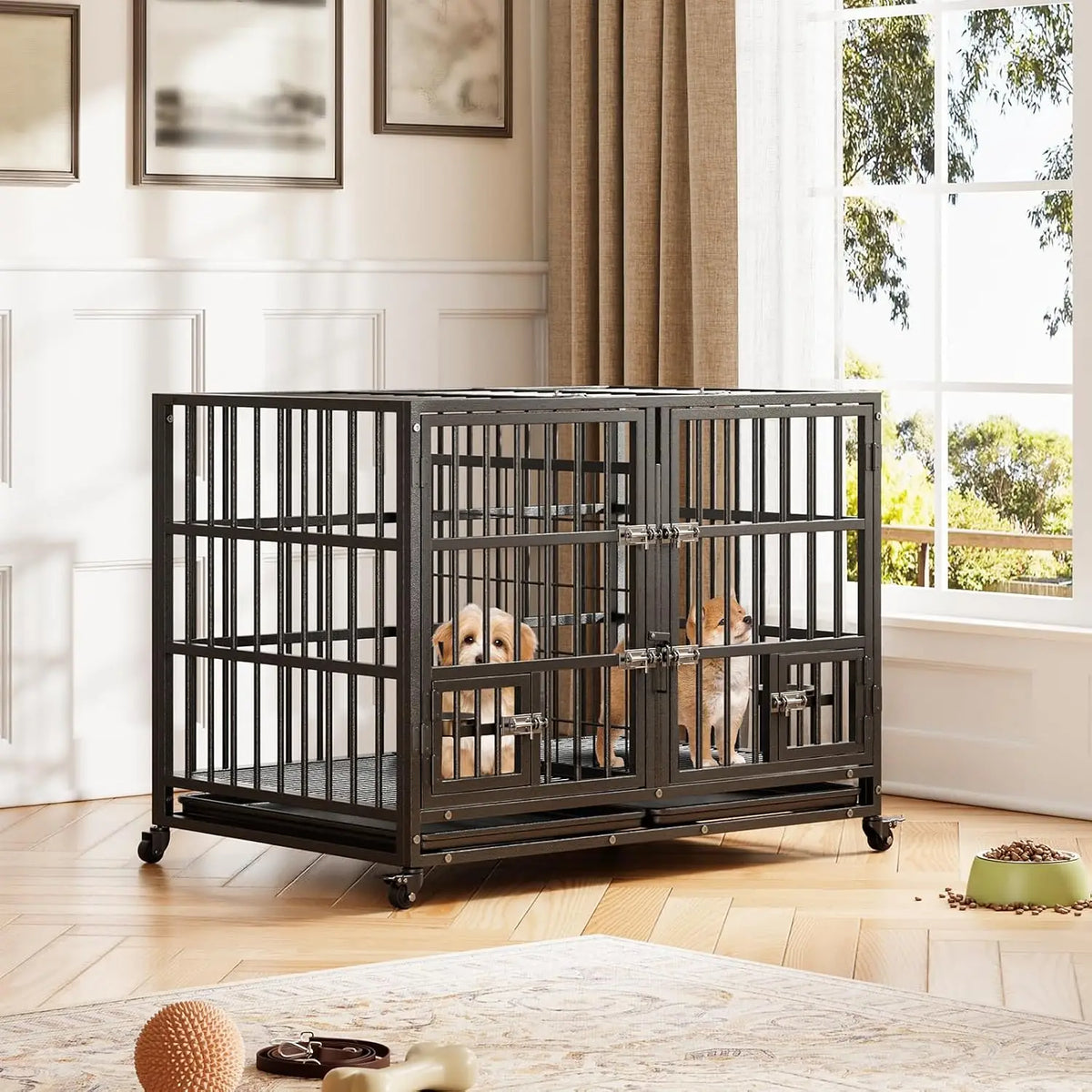 Anixol Heavy Duty Metal Dog Crate With Removable Divider Tray