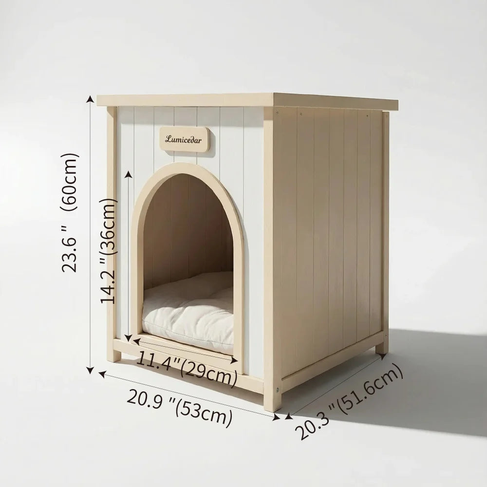 Modern Indoor Wooden Dog House With Removable Pet Cushion