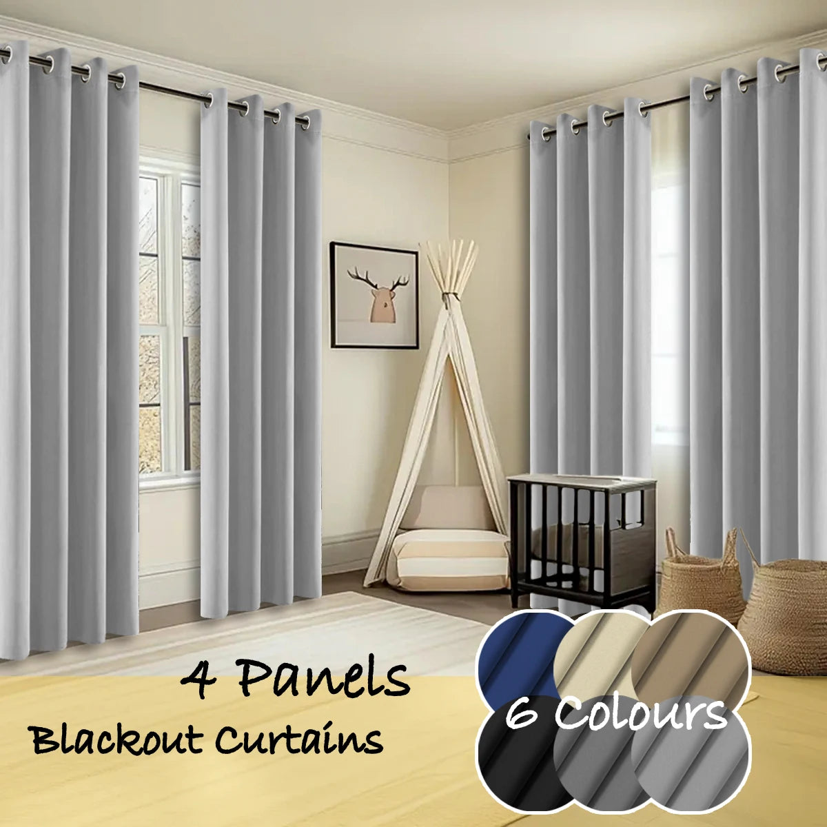 Premium Thermal Insulated Blackout Curtains With Decorative Rings