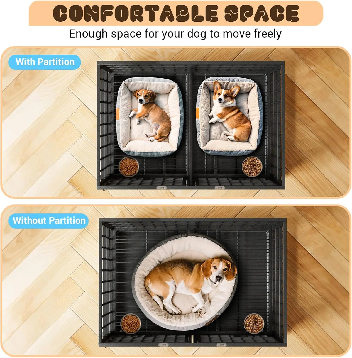 Anixol Heavy Duty Metal Dog Crate With Removable Divider Tray