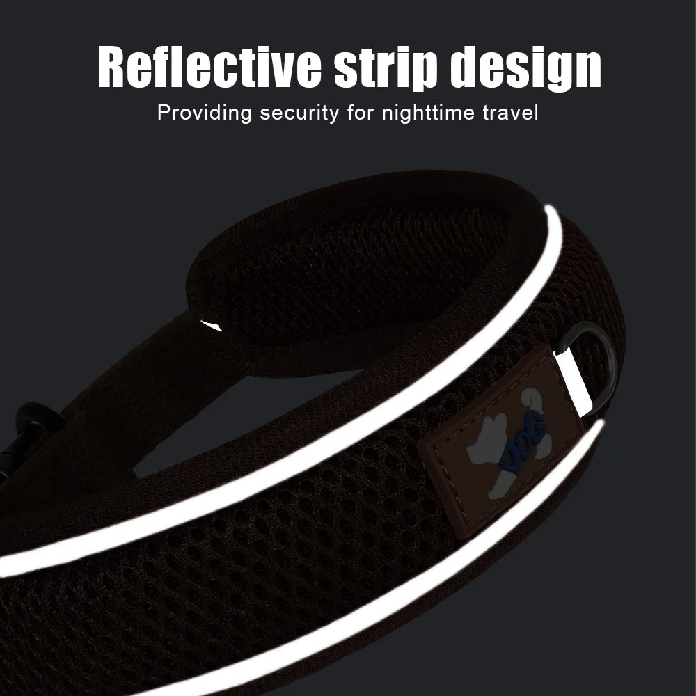 Personalized Mesh Dog Collar With Free Engraving And Reflective Design