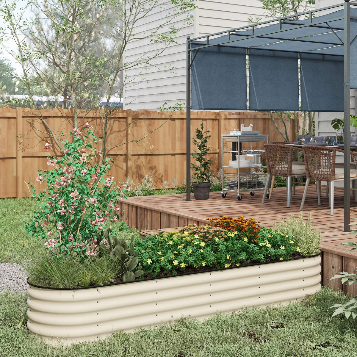 Outsunny Galvanized Metal Raised Garden Bed Planter Box