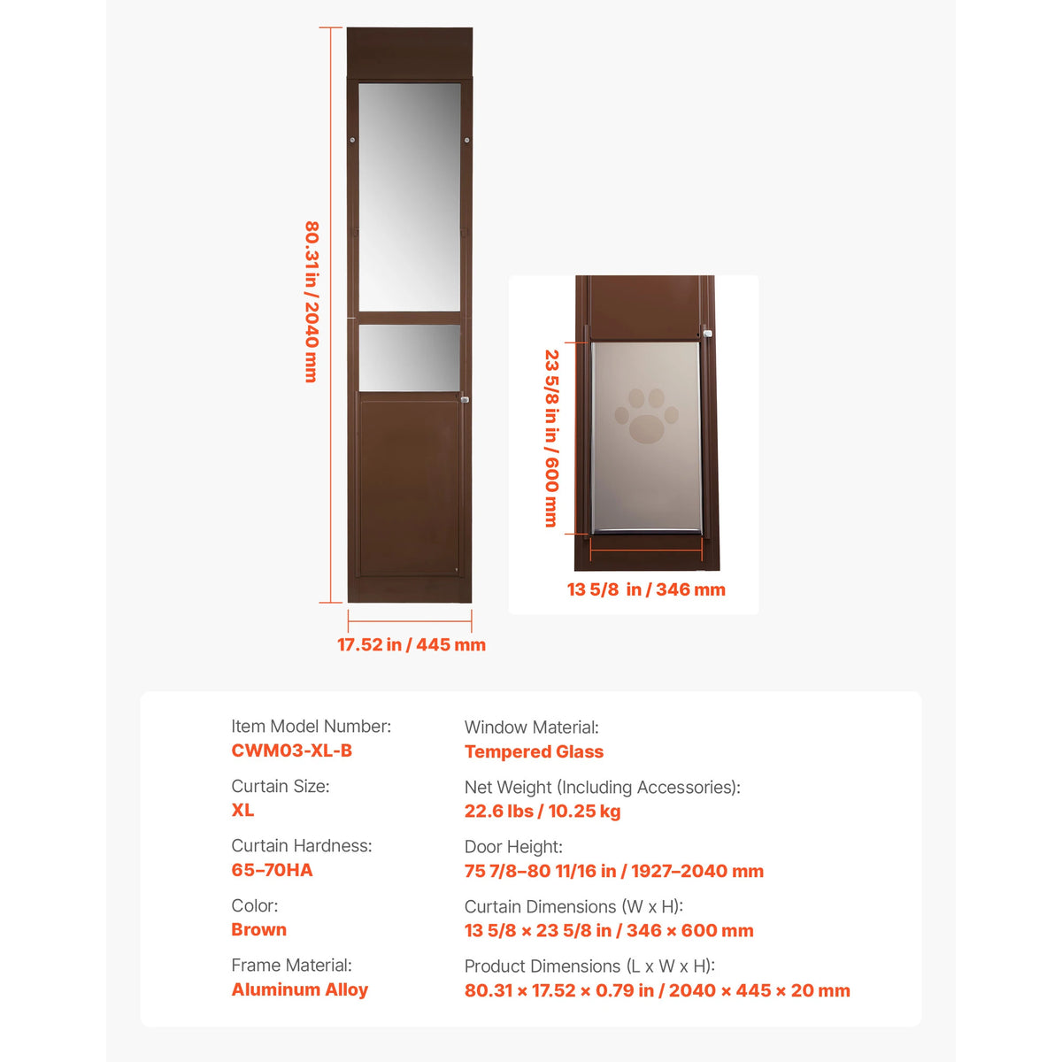 SucceBuy Aluminum Alloy Sliding Glass Pet Door With Lock