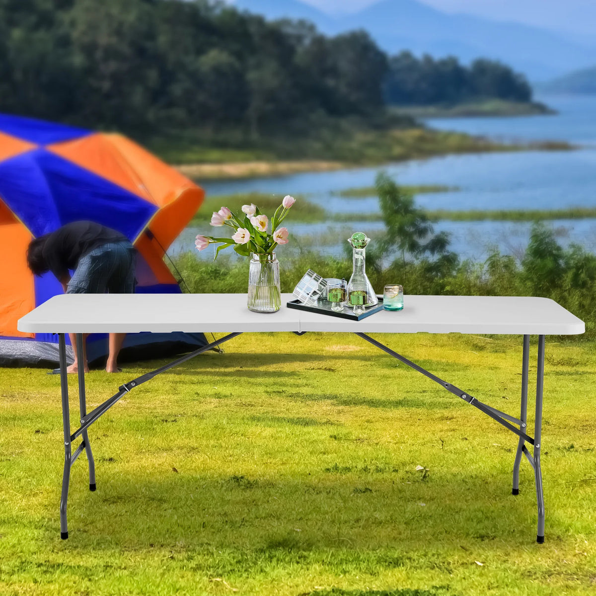 JHK Heavy Duty Portable Folding Camping Table with Carrying Handle