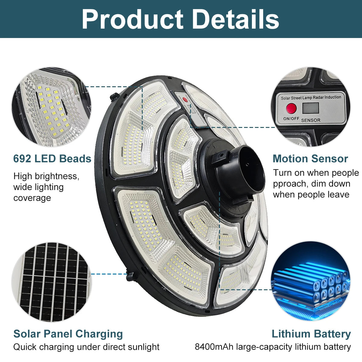 Morglad Solar UFO Street Lamp For Garden Landscape Lighting
