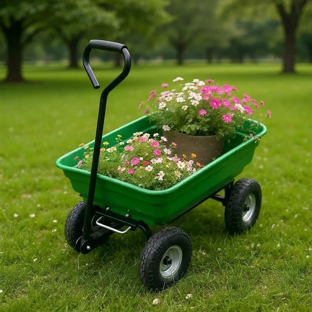 Garvee Heavy Duty Four Wheel Garden Utility Dump Cart