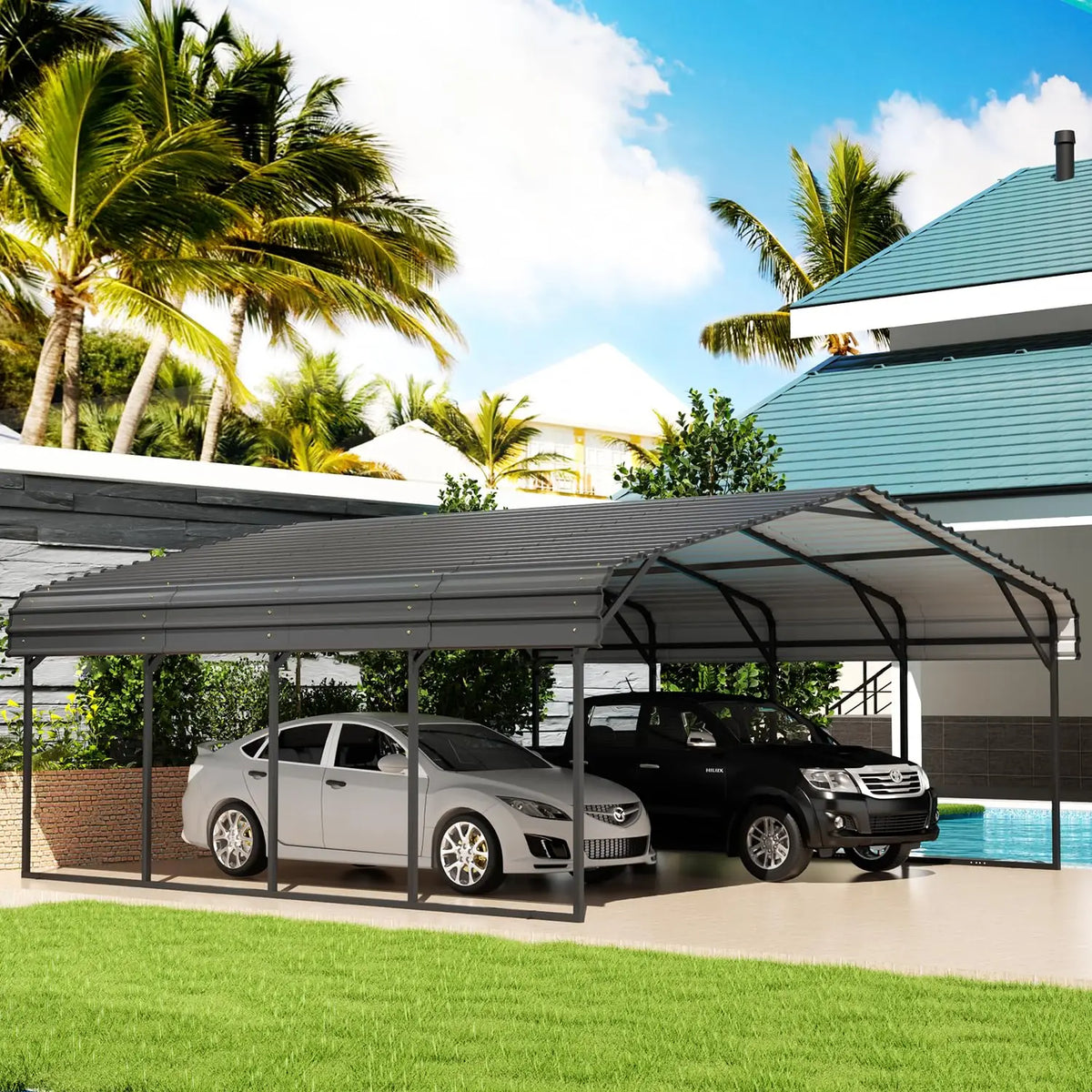 Sturdy Galvanized Steel Carport For Outdoor Vehicle Parking Shelter