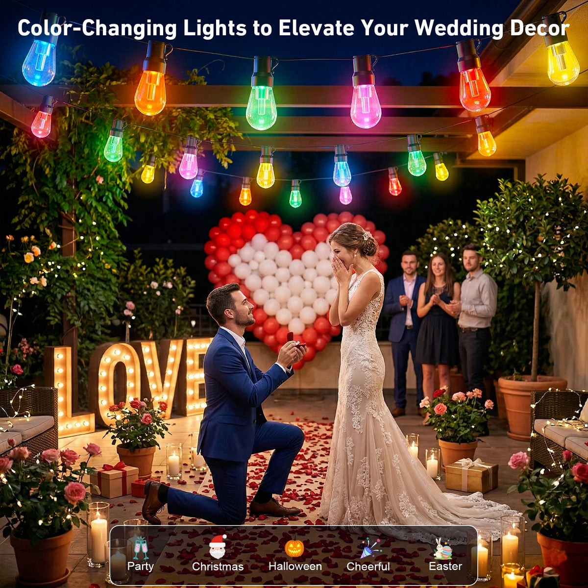Outdoor IP67 Waterproof RGB LED String Lights App Remote Control