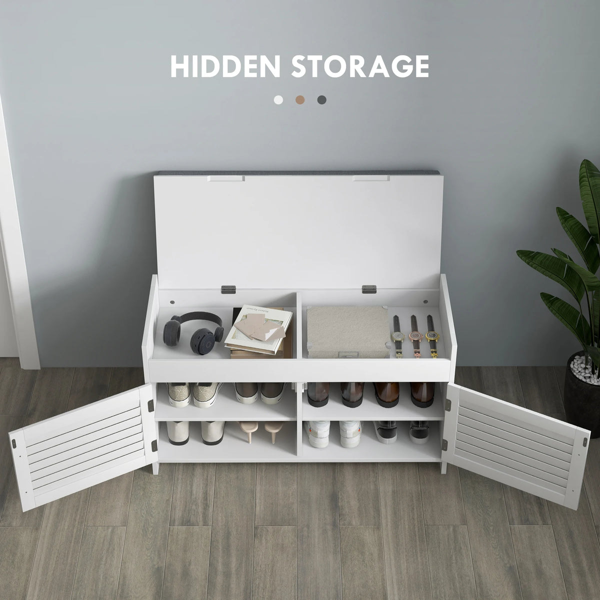HOMCOM Entryway Shoe Bench With Hidden Compartments And Cushion