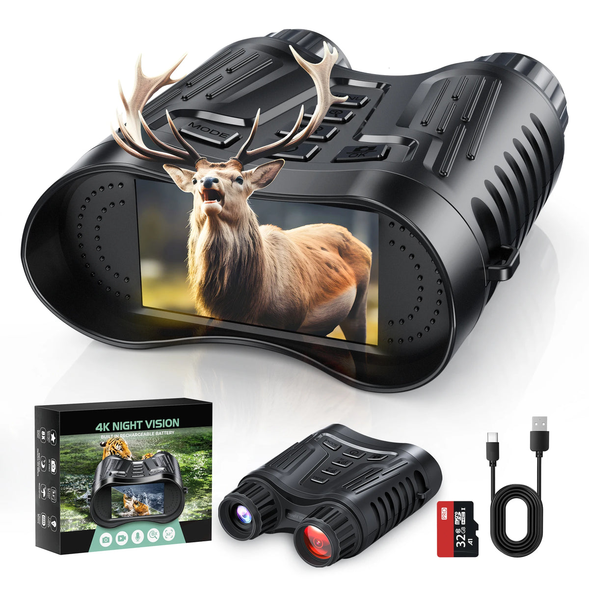 DIYIMIN Night Vision Binoculars With 8X Optical Magnification For Camping