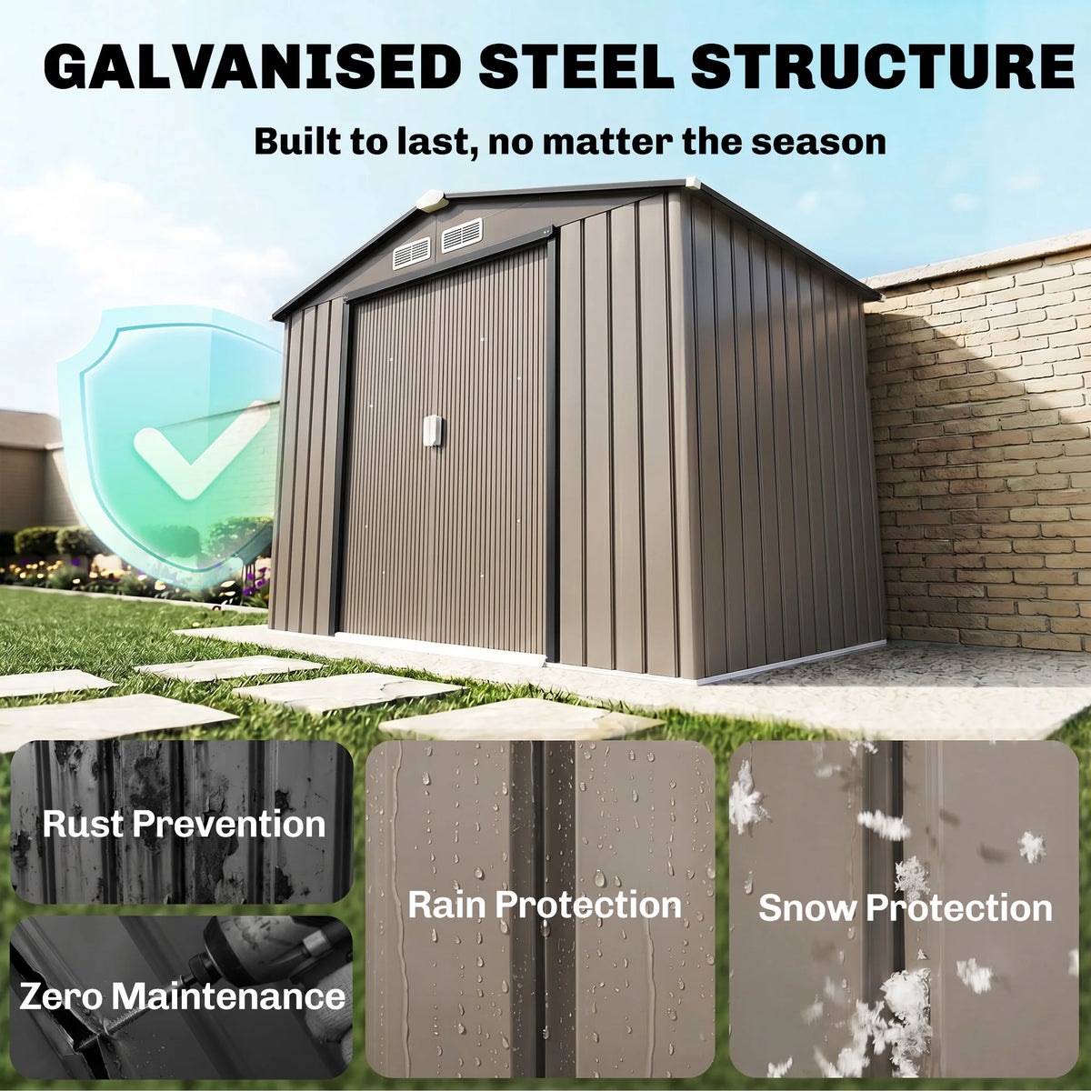 Outsunny Metal Garden Shed Storage Unit With Locking Door