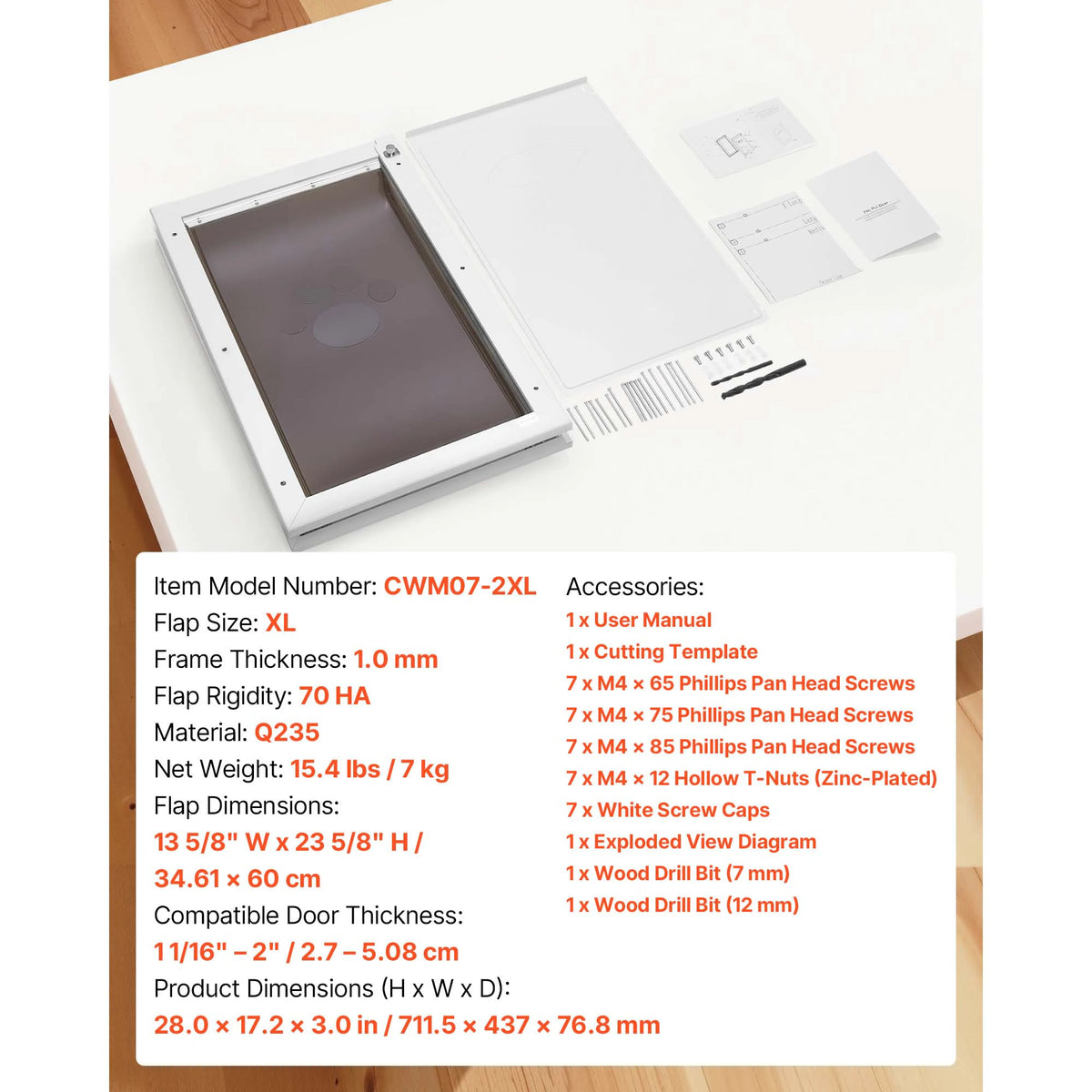 SucceBuy Weatherproof Metal Pet Door Featuring Dual Magnetic Flaps