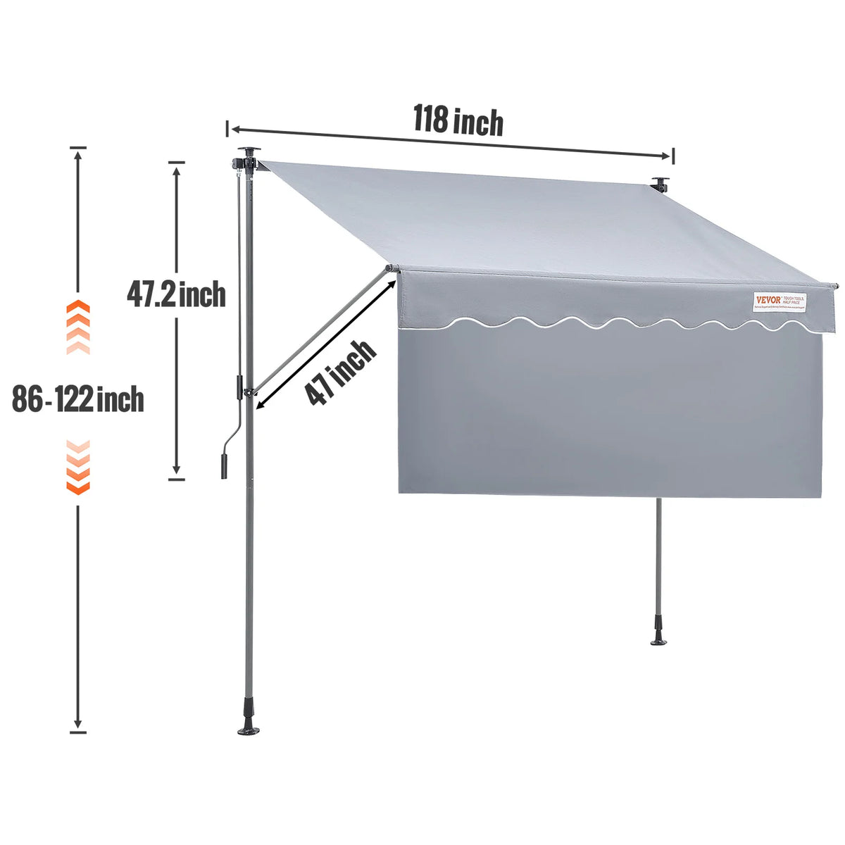 SucceBuy Manual Retractable Outdoor Awning With Water Resistant Polyester
