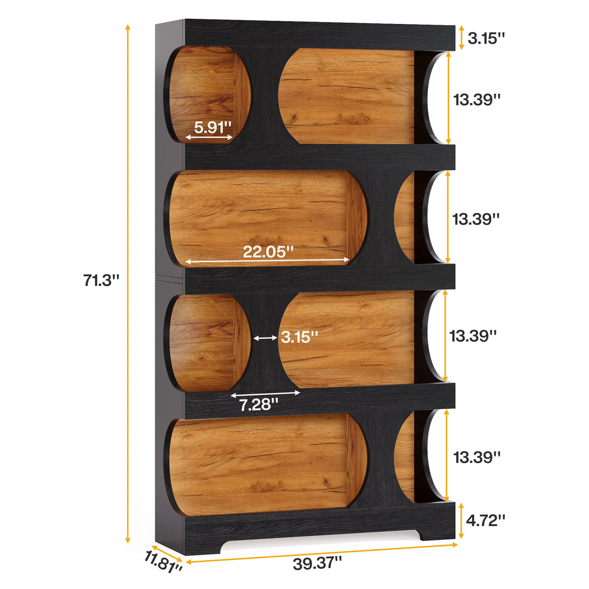 Tribesigns 4 Tier S Shape Wood Bookcase Home Display Shelves