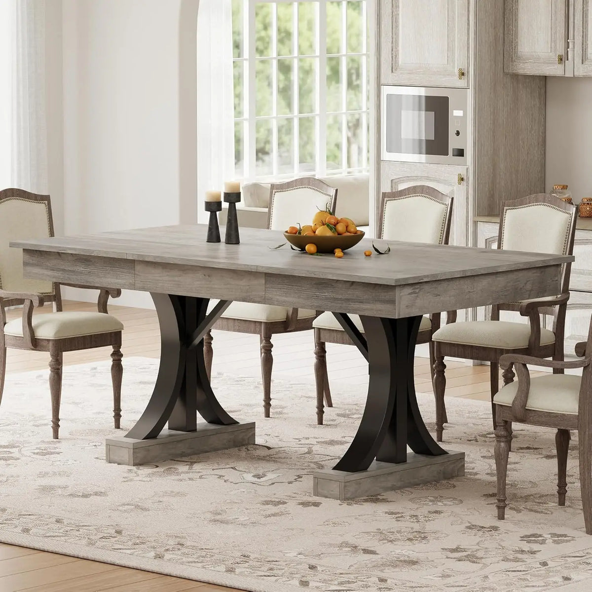 HiMISS Industrial Dining Table With Dual Storage Drawers