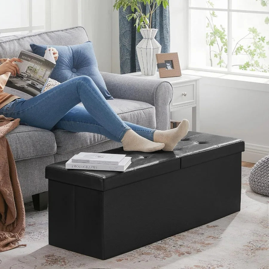 Xiuwo Upholstered Storage Ottoman Bench With Flip Top Seat Cover