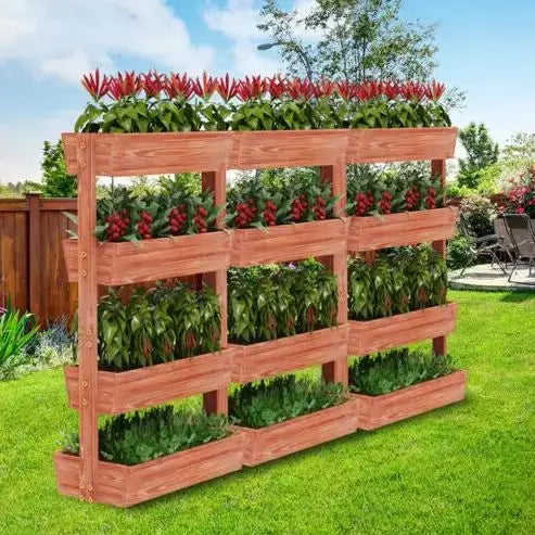Four Tier Solid Wood Raised Garden Bed With Removable Planters