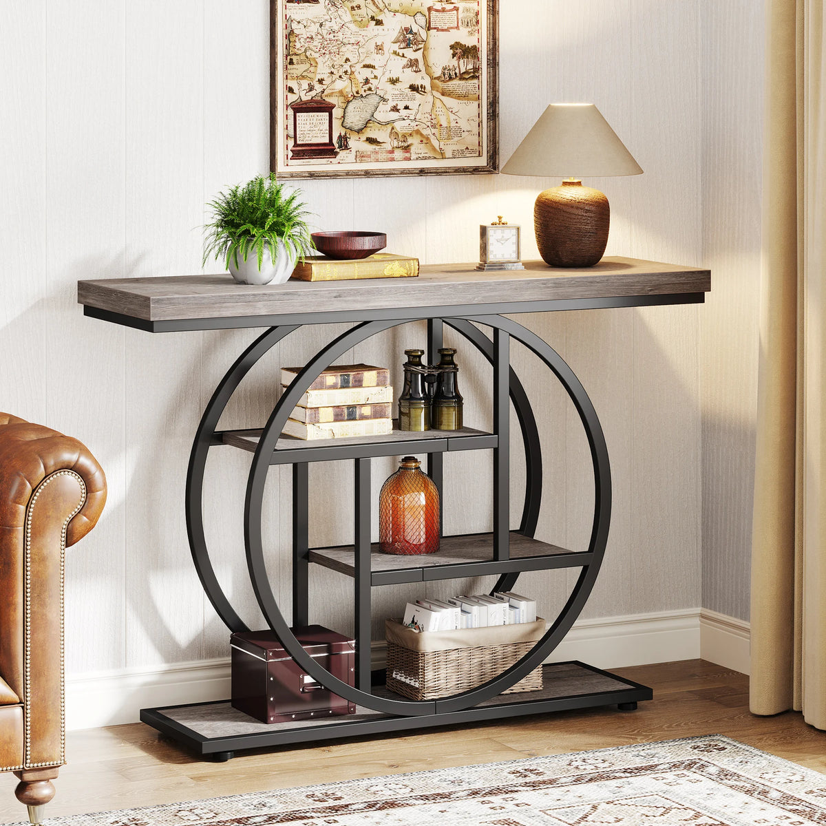 Tribesigns Industrial 4 Tier Console Table For Entryway Storage