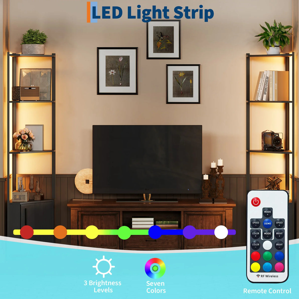 Modern Led Corner Shelf With Adjustable Wall Mount Lighting