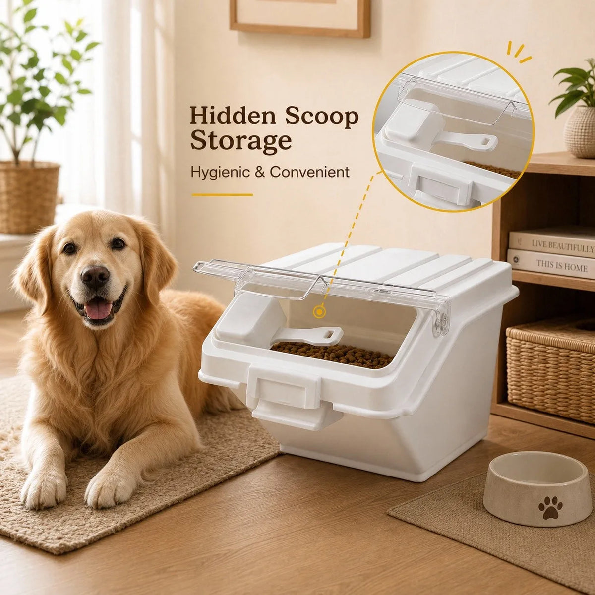 Airtight Dog Food Storage Container With Convenient Scoop