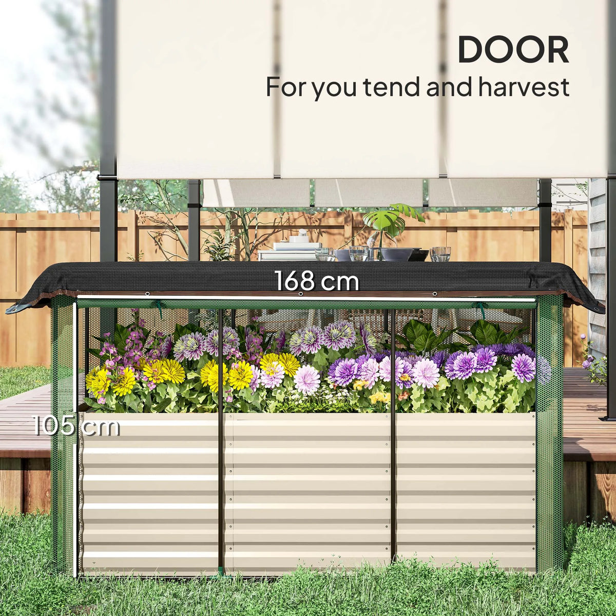 Galvanized Metal Raised Garden Bed With Crop Cage And Shade Cloth