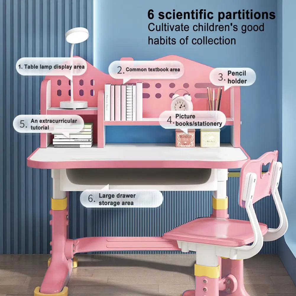 Kids Height Adjustable Desk And Chair Set For School