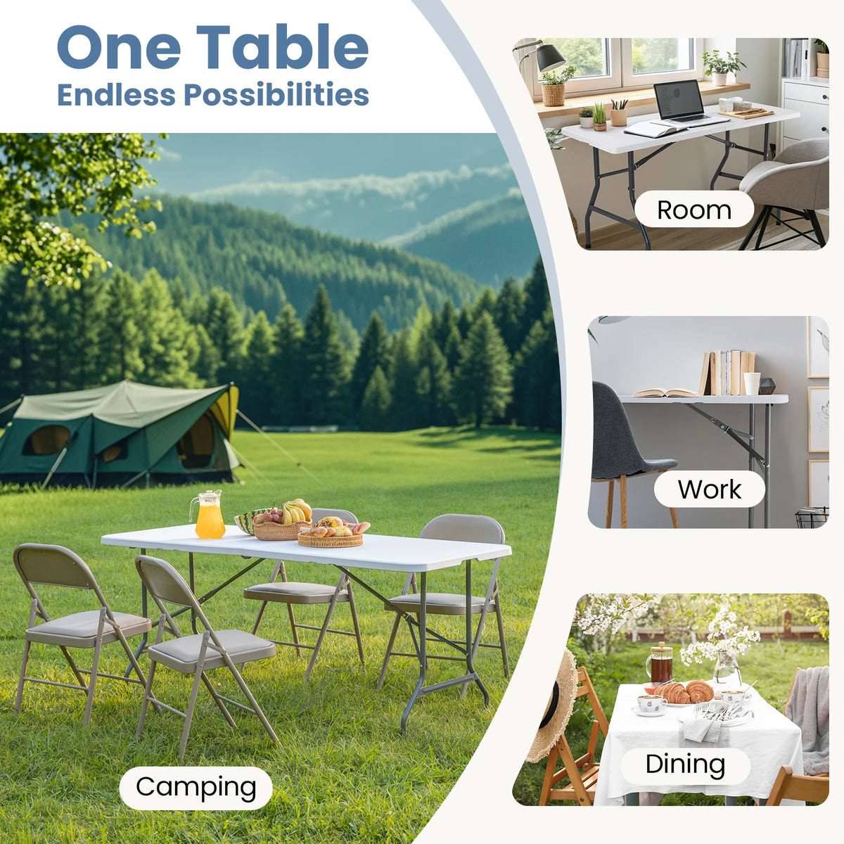 JHK Heavy Duty Portable Folding Camping Table with Carrying Handle
