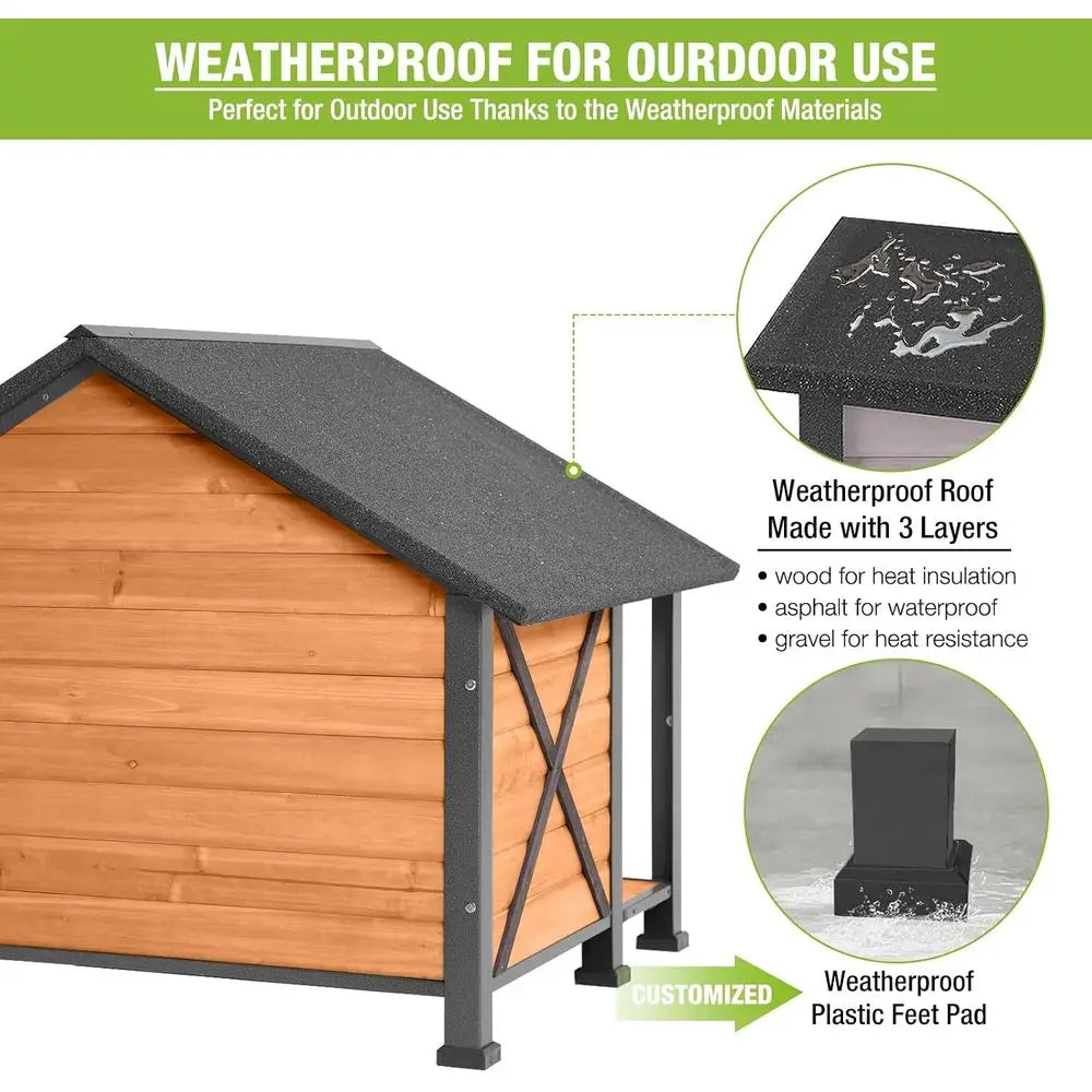 Heavy Duty Metal Wood Dog Kennel With Elevated Base