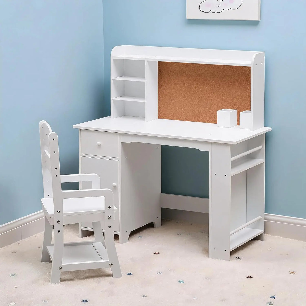 HiMISS Wooden Kids Desk And Chair Set With Storage