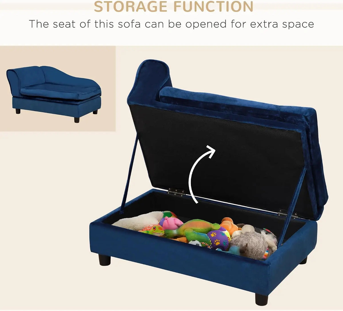 Modern Hidden Storage Dog Couch With Soft Foam For Pets