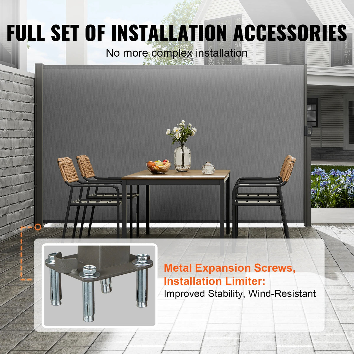 SucceBuy Retractable Side Awning Outdoor Privacy Screen With Frame