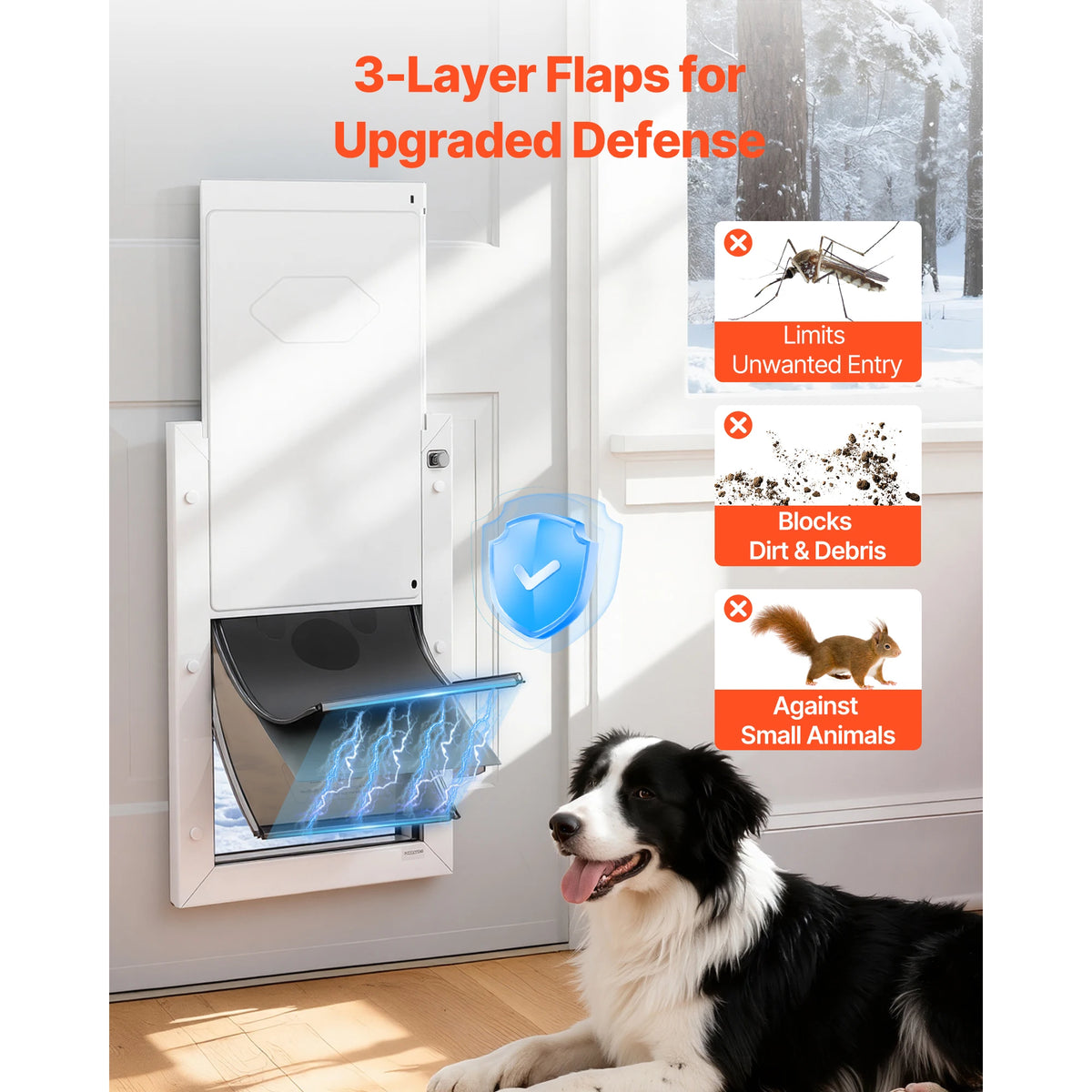 SucceBuy Weatherproof Metal Pet Door Featuring Dual Magnetic Flaps