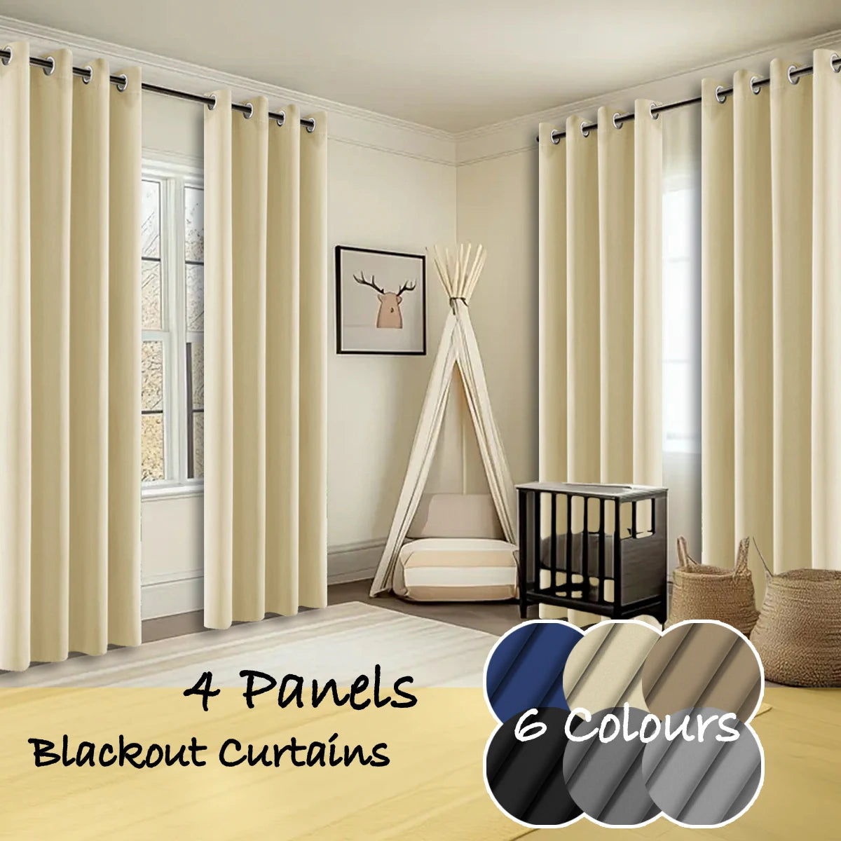 Premium Thermal Insulated Blackout Curtains With Decorative Rings