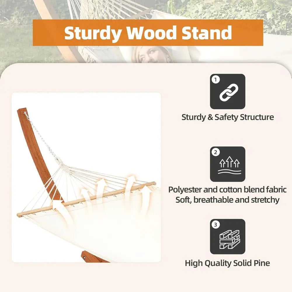 Heavy Duty Double Hammock With Stand For Patio And Garden